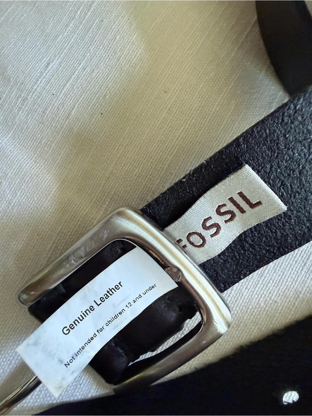 Fossil Black Leather Men's Belt with Silver Buckle size 36 can be unisex
